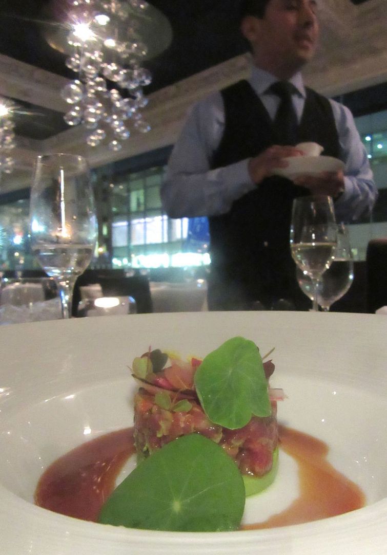 Blue Fin tuna on avocado with soy umami from Caviar Russe’s tasting menu.